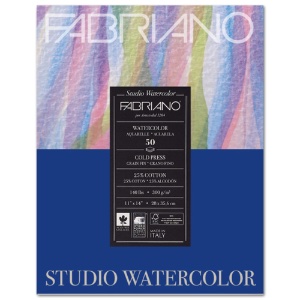 Fabriano Studio Watercolor Pad 140lb 50 sheet 11"x14" Cold Press