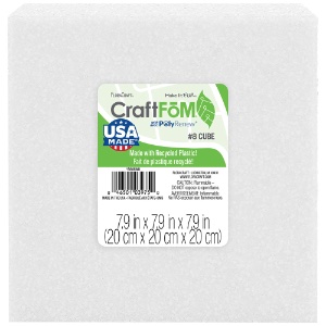 CraftFoM Lightweight Styrofoam Cube 8"x8"x8" White