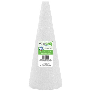 CraftFoM Lightweight Styrofoam Cone 12"x5" White