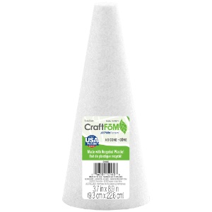 CraftFoM Lightweight Styrofoam Cone 9"x4" White