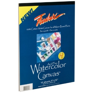 Fredrix Acid-Free Watercolor Canvas Pad 10 Sheets 9"x12"