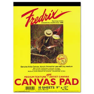 Fredrix Artist Medium Texture Canvas Pad 10 Sheets 9"x12" White