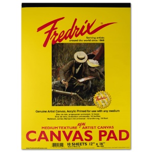 Fredrix Artist Medium Texture Canvas Pad 10 Sheets 12"x16" White