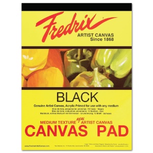 Fredrix Artist Medium Texture Canvas Pad 10 Sheets 12"x16" Black