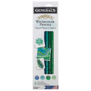 General's Kimberly Watercolor Pencils 4 Set Vibrant Blues & Greens