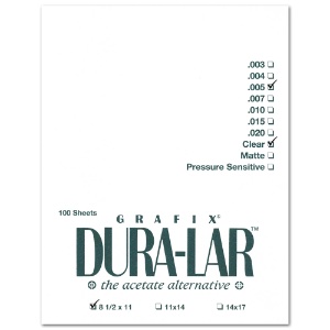 Grafix Dura-Lar Film .005" Thick 100 Sheets 8.5"x11" Clear
