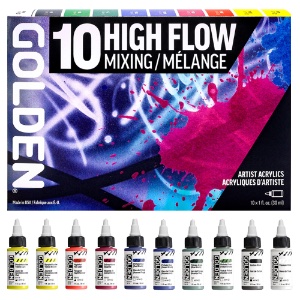 Golden High Flow Acrylics 10 x 1oz Set Mixing