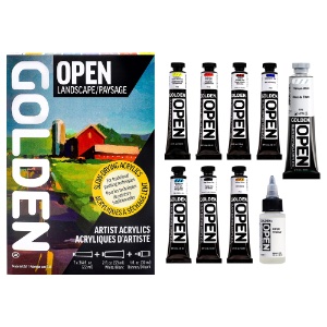 Golden OPEN Slow-Drying Acrylics 6 x 22ml Color + Thinner Set Landscape