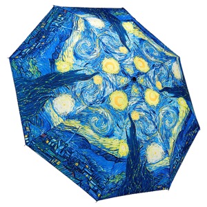 Galleria Stick Umbrella Reverse Close Van Gogh Starry Night