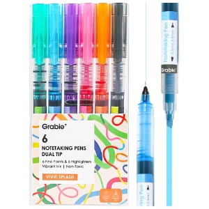 Grabie Dual Tip Notetaking Pen 6 Set Vivid Splash