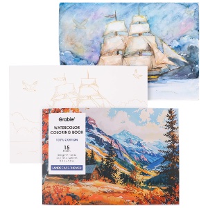 Grabie Watercolor Coloring Book 140lb 15 Sheets 8.3"x5.8" Landscape