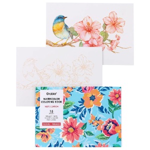 Grabie Watercolor Coloring Book 140lb 15 Sheets 8.3"x5.8" Floral