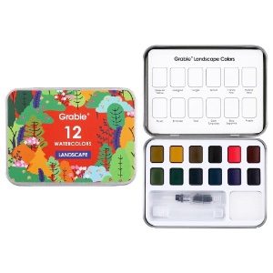 Grabie Watercolor Pocket 12 Set w/Brush Landscape