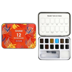 Grabie Watercolor Pocket 12 Set w/Brush Autumn