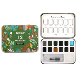 Grabie Watercolor Pocket 12 Set w/Brush Forest