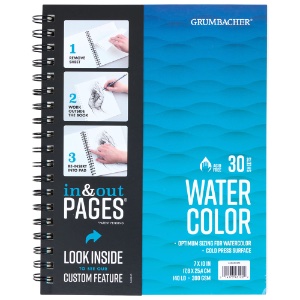 Grumbacher In & Out Watercolor Paper Book 140lb 30 Sheets 7"x10" Cold Press