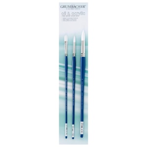 Grumbacher ACADEMY WHITE Synthetic Long Handle Brush 3 Set #3
