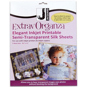 Jacquard ExtravOrganza Inkjet Semi-Transparent Silk Sheets 5 Pack 8.5"x11"