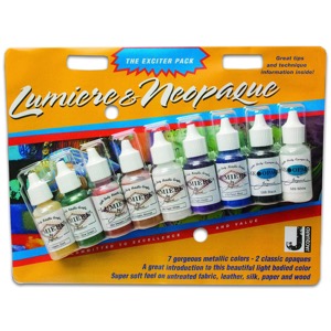 Jacquard Lumiere & Neopaque Paint Exciter Pack Set of 9 Bottles 1/2 oz.