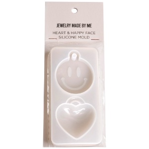 Jewelry Made By Me Silicone Mold 2 Set  Happy Face & Large Heart