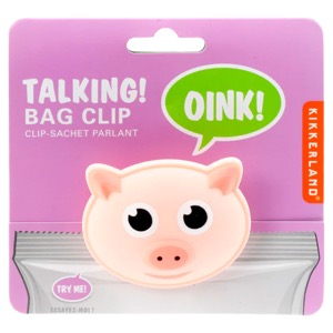 Kikkerland Pig Talking Bag Clip