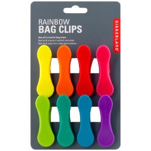 Kikkerland Rainbow Bag Clip 8 Set