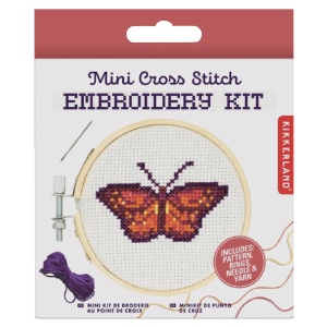 Kikkerland Mini Cross Stitch Embroidery Kit Butterfly