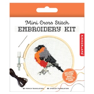 Kikkerland Mini Cross Stitch Embroidery Kit Bird