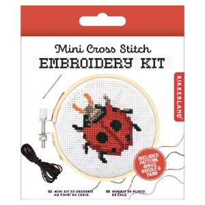 Kikkerland Mini Cross Stitch Embroidery Kit Ladybug