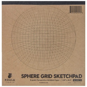 Koala Tools 5-Point Perspective Sphere Grid Paper Sketchpad 8.5"x8.5"
