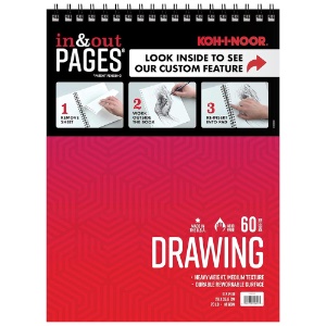Koh-I-Noor In & Out Pages Drawing Paper Spiral Pad 60 Sheets 11"x14" White