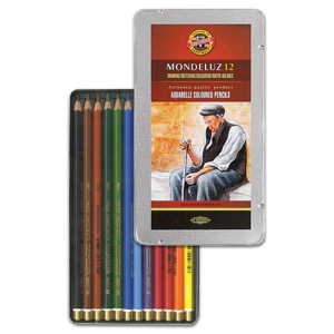 Mondeluz Aquarelle Watercolor Pencil 12-Color Tin Case Set