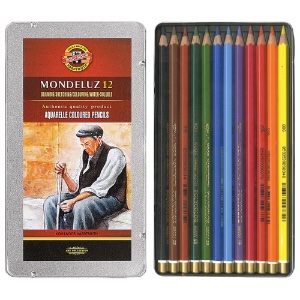 Mondeluz Aquarelle Watercolor Pencil 12-Color Tin Case Set