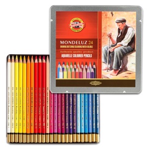 Mondeluz Aquarelle Watercolor Pencil 24-Color Tin Case Set