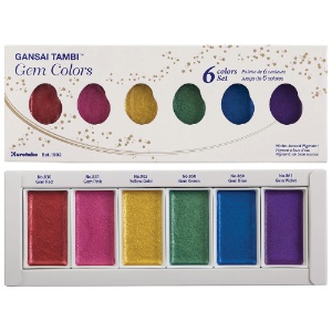 Kuretake Gansai Tambi Solid Watercolor 6 Set Gem Colors