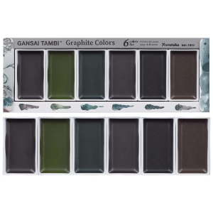 Kuretake Gansai Tambi Solid Watercolor 6 Set Graphite Colors