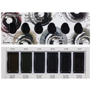 Kuretake Gansai Tambi Solid Watercolor 6 Set Sumi Colors