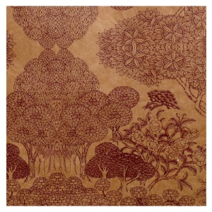 Lamali Decorative Lokta Paper Kongpo 20"x30" Tan/Burgundy
