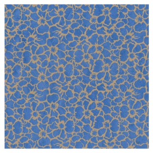 Lamali Decorative Lokta Paper Flowers 20"x30" Blue/Cream