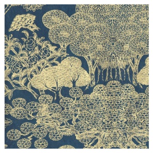 Lamali Decorative Lokta Paper Kongpo 20"x30" Blue/Gold