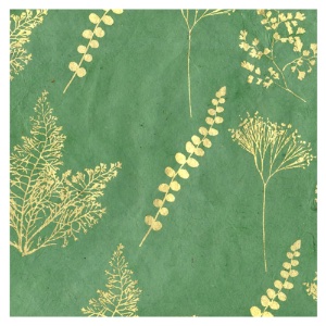 Lamali Decorative Lokta Paper Botanic 20"x30" Green/Gold
