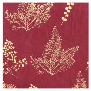 Lamali Decorative Lokta Paper Botanic 20"x30" Burgundy/Gold