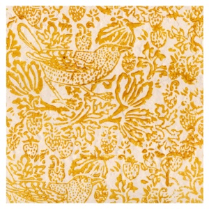 Lamali Thrush & Strawberries Lokta Paper 20"x30" White/Yellow