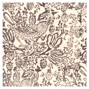 Lamali Thrush & Strawberries Lokta Paper 20"x30" White/Taupe
