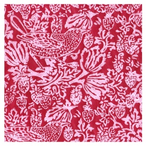 Lamali Thrush & Strawberries Lokta Paper 20"x30" Sanguine/White
