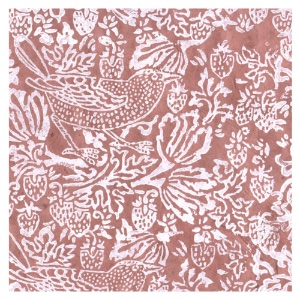 Lamali Thrush & Strawberries Lokta Paper 20"x30" Sienna/White