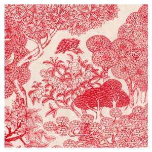 Lamali Decorative Lokta Paper Kongpo 20"x30" White/Red