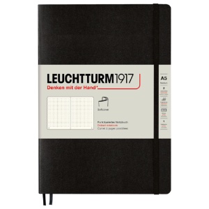 LEUCHTTURM1917 Notebook Medium A5 Softcover 5-3/4"x8" Dot Black