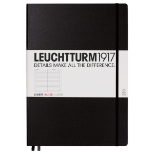 LEUCHTTURM1917 Notebook Master A4+ Hardcover 8-3/4"x12-1/2" Ruled Black