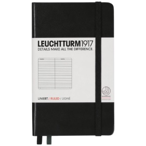 LEUCHTTURM1917 Notebook Pocket A6 Hardcover 3-1/2"x6" Ruled Black